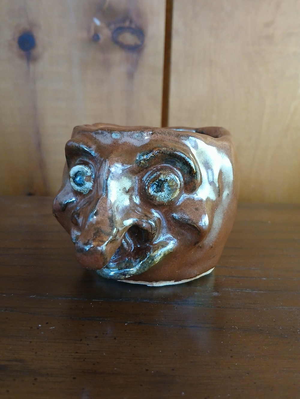 Vintage Ugly Face Folk Studio Art Pottery Mini Planter Mug Quirky Unique Weirdo